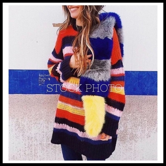 ZARA Oversized Multi-Coloured Mohair Sweater - Picture 7 of 8